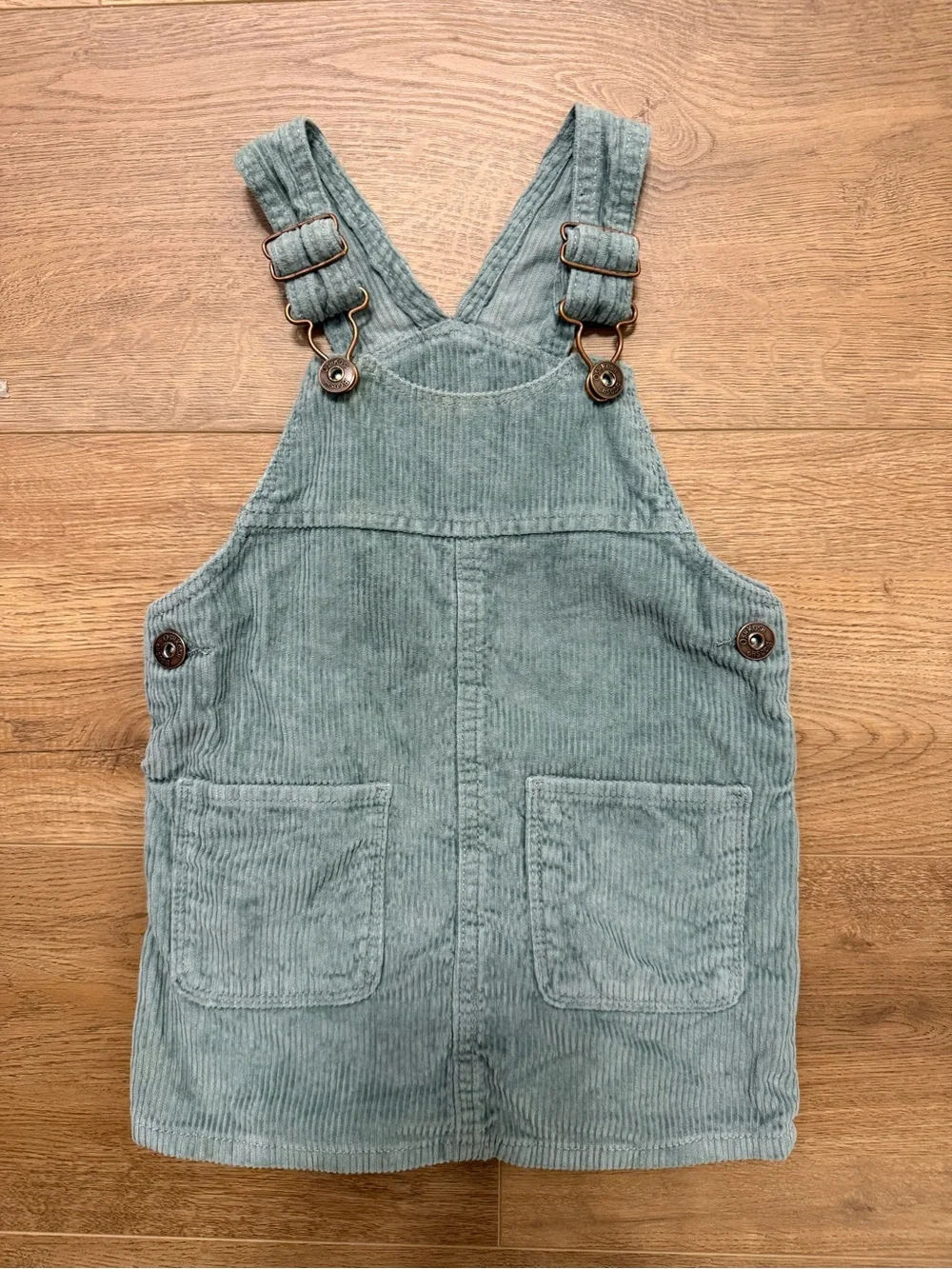 Oshkosh B'Gosh Toddler Girls’ Light Sage Green Corduroy Skirted Overall, Size 2T